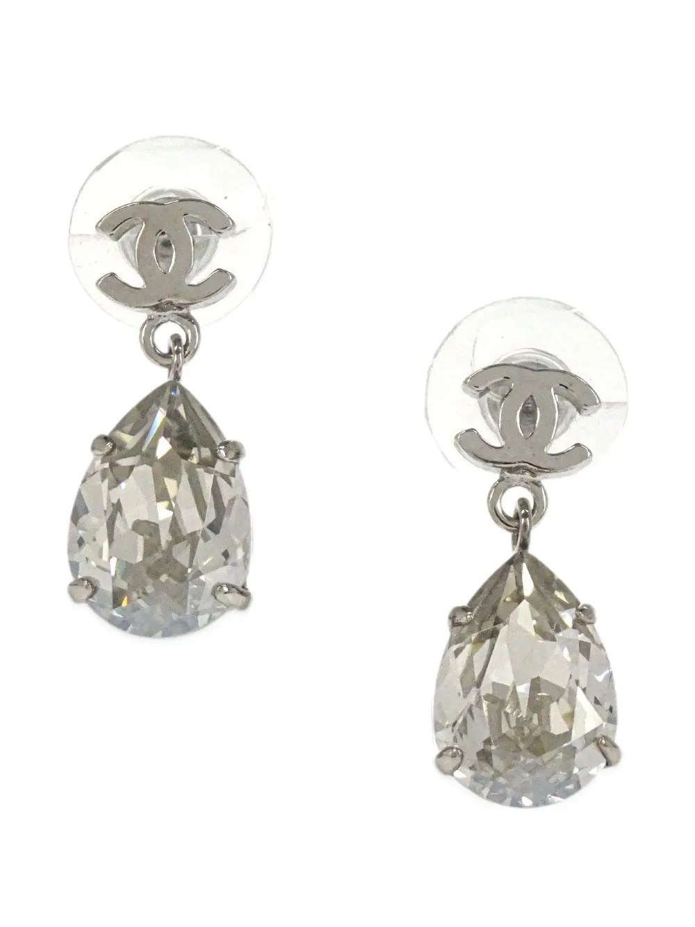 CHANEL Pre-Owned CC teardrop earrings - Argento