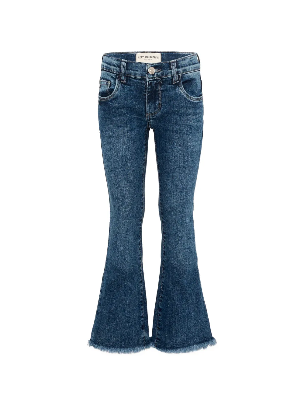 Roy Rogers Kids frayed-hem flared jeans - Blu