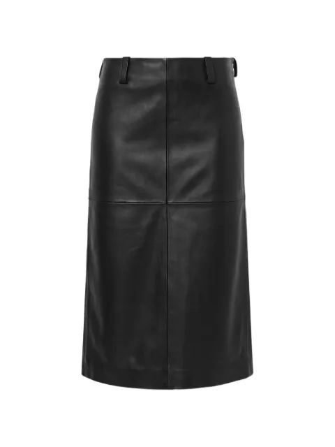The Mannei back-slit leather midi skirt