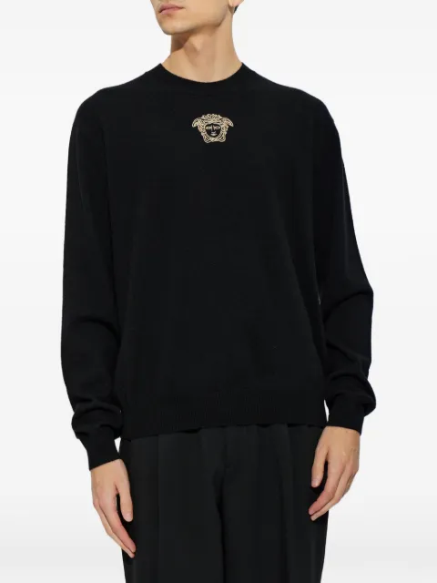 Versace embroidered cashmere knit crewneck sweater