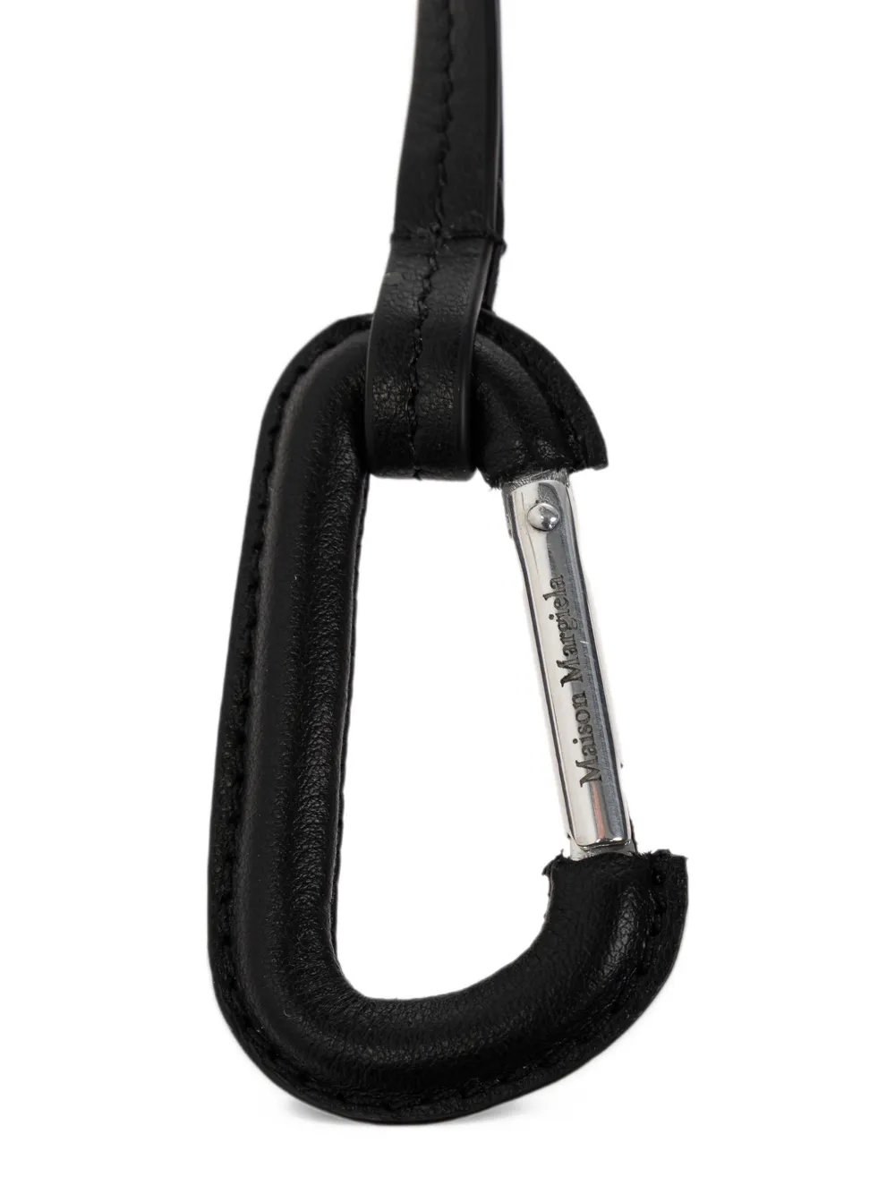 Maison Margiela leather-wrapped carabiner keyring Zwart