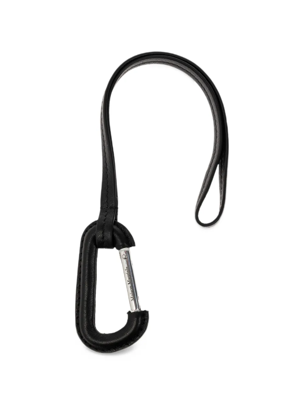 Maison Margiela leather-wrapped carabiner keyring Zwart