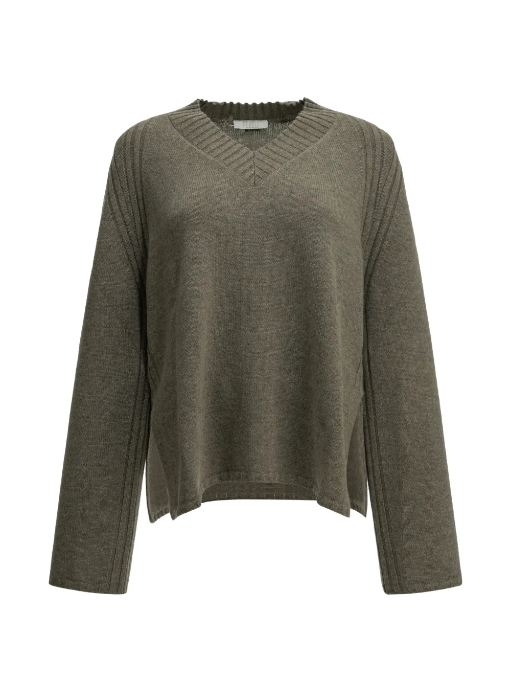 Fedeli Adalia Cash V-neck ribbed-trim sweater Groen