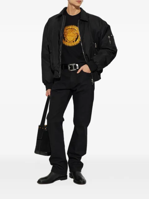 Versace embroidered straight jeans