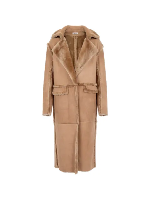 The Mannei shearling-trim long coat