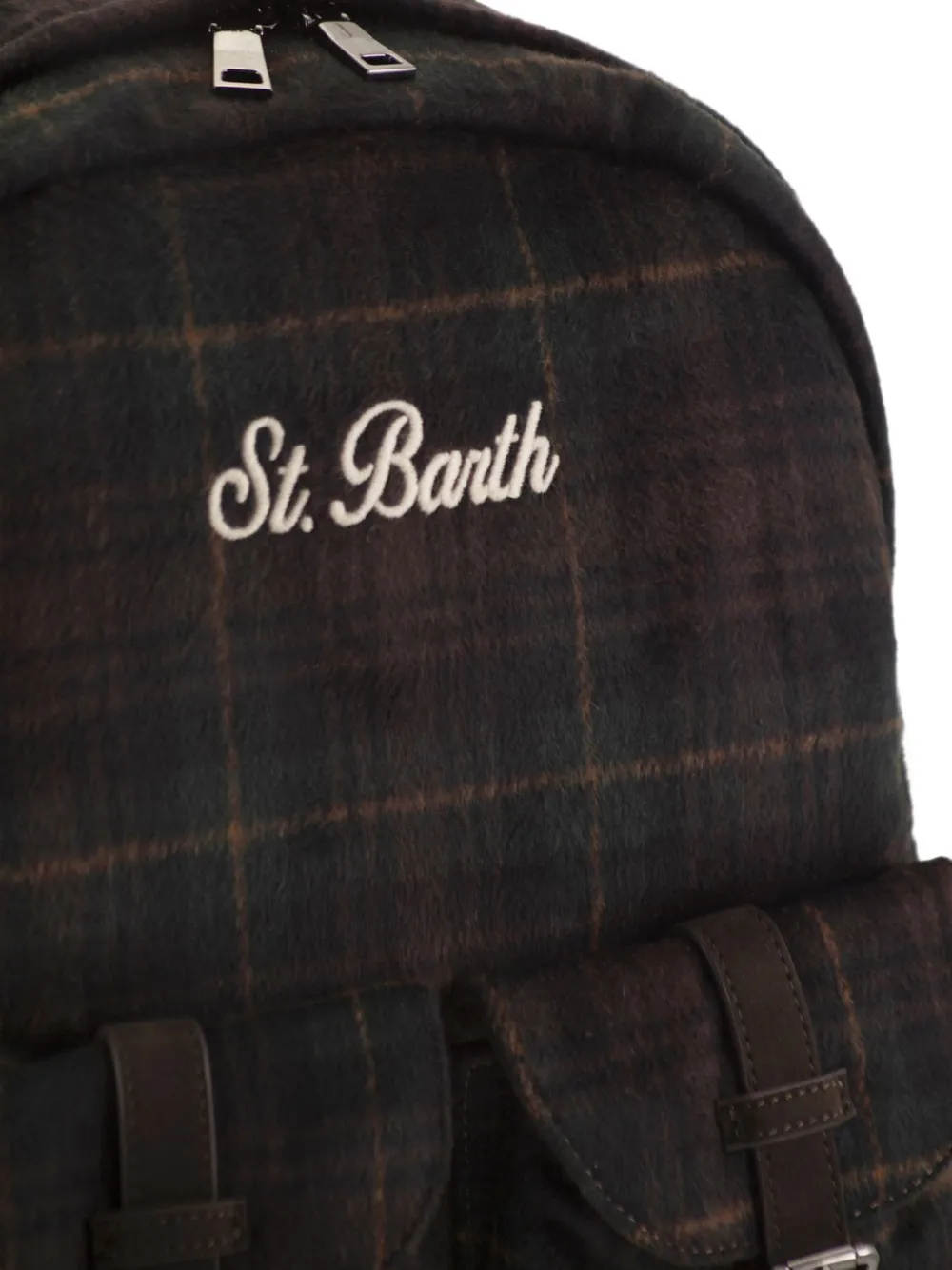 MC2 Saint Barth Cody wool blend backpack with tartan-pattern Groen