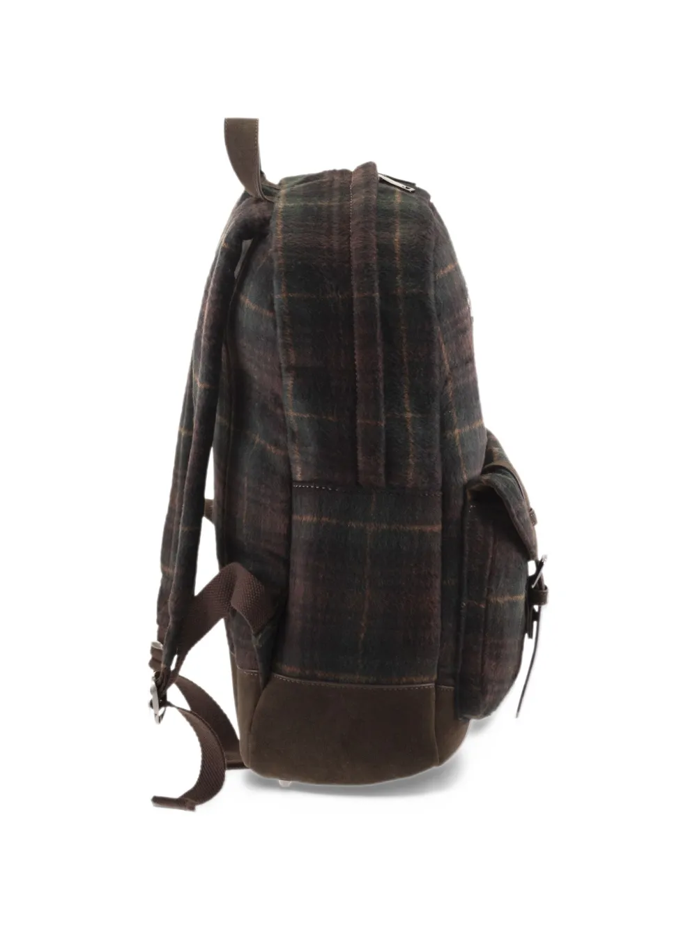 MC2 Saint Barth Cody wool blend backpack with tartan-pattern Groen