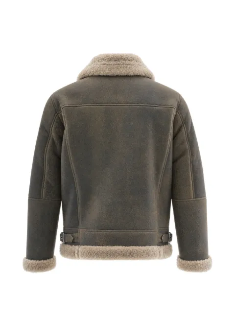 D-FOUR shearling-trim leather jacket