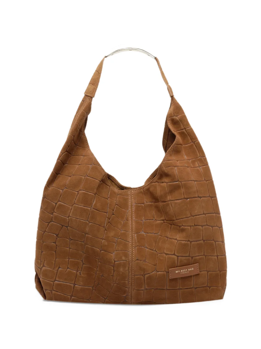 MY BEST BAG Ellisse croc-effect suede shoulder bag - Marrone