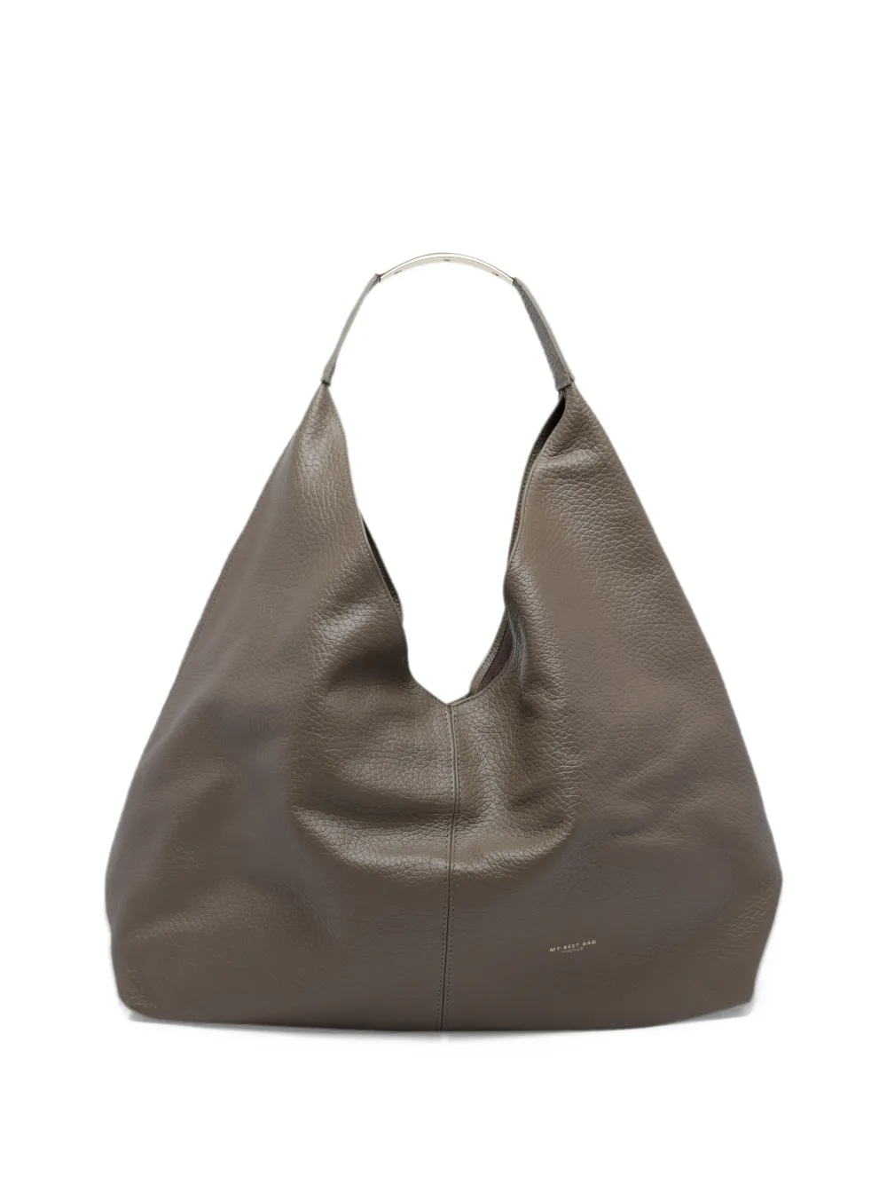 MY BEST BAG big Macro Dollar Ellipse grained leather shoulder bag - Grigio