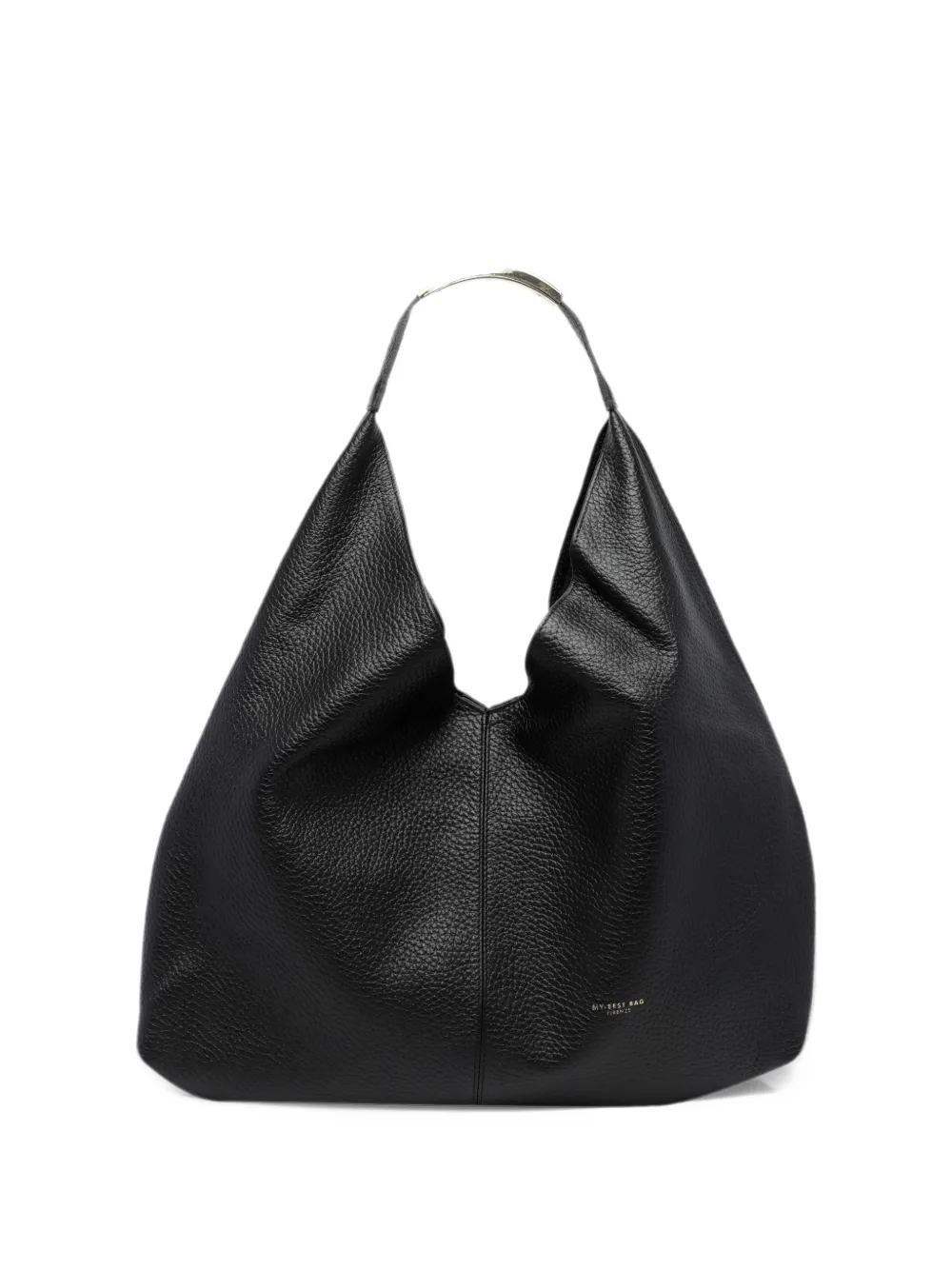 MY BEST BAG big Macro Dollar Ellipse grained leather shoulder bag - Nero