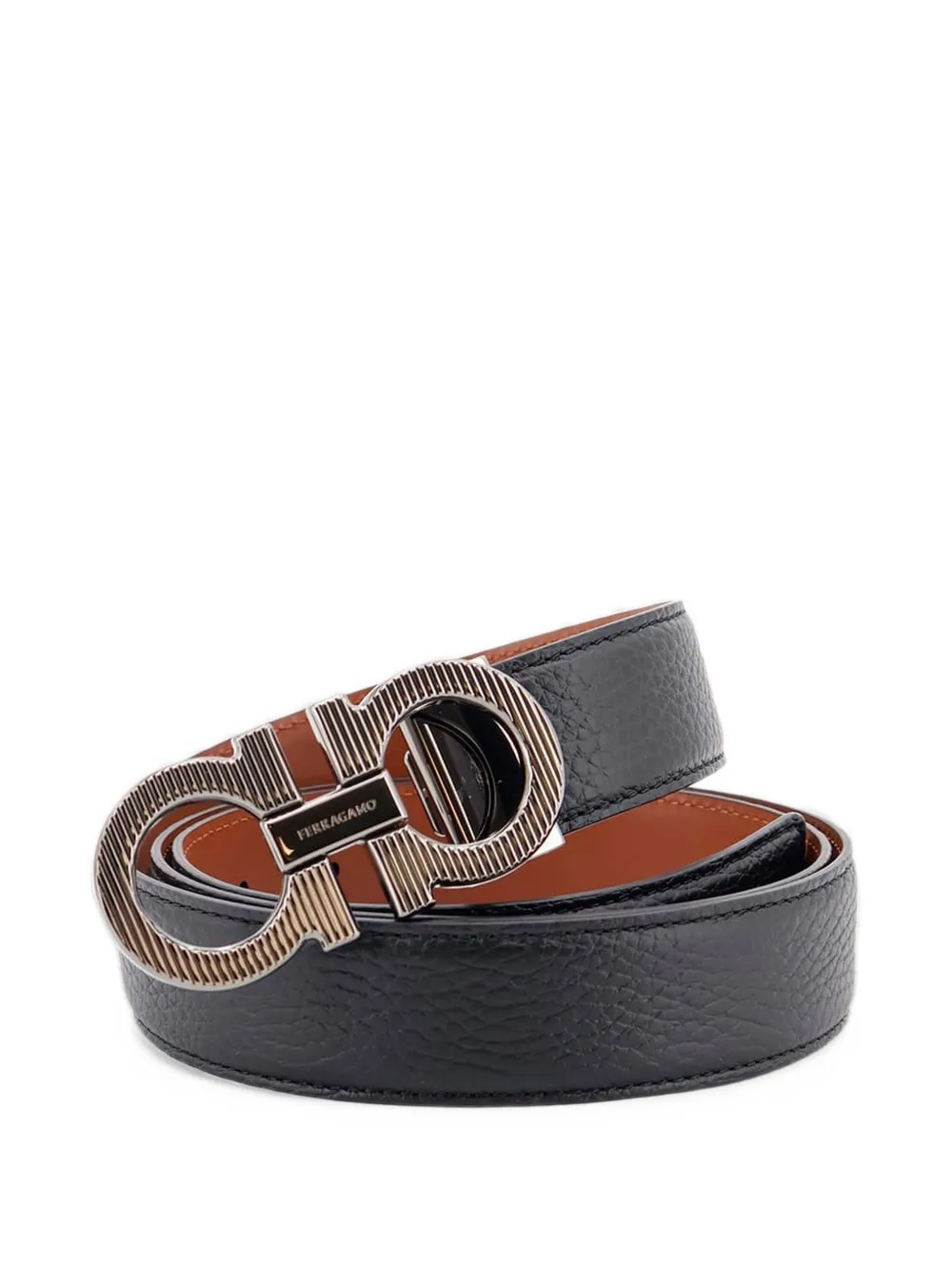 Ferragamo reversible and adjustable Gancini belt Zwart