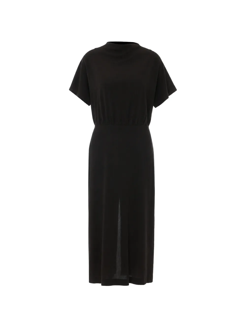 Rue du Bac mock-neck rear-slit midi dress - Nero