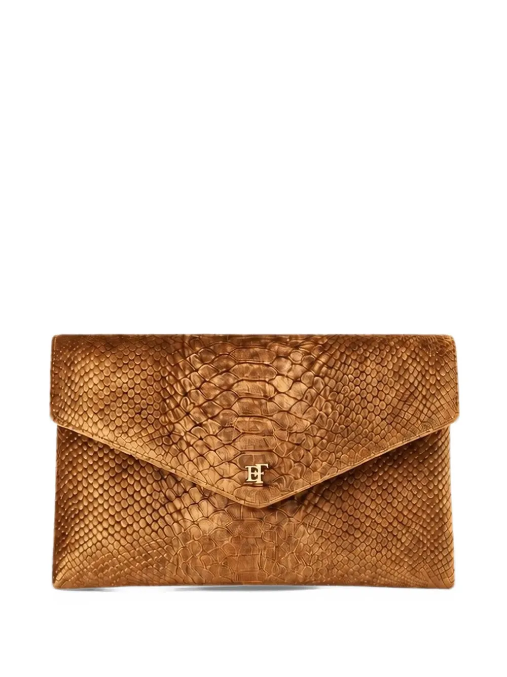 Elisabetta Franchi snakeskin-effect envelope tote bag - Marrone