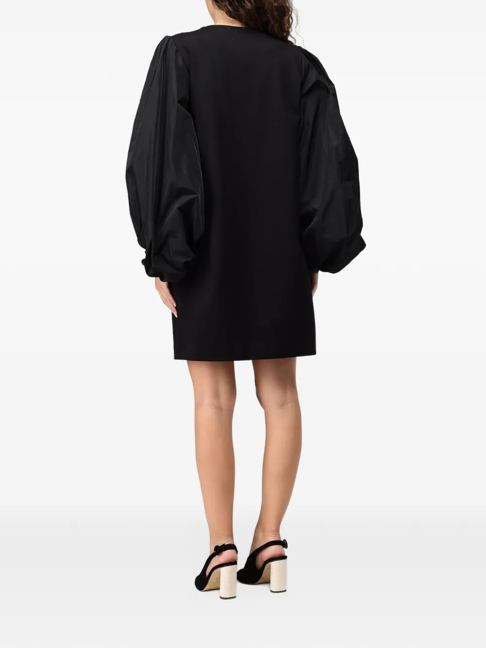 MeimeiJ V-neck puff-sleeve mini dress - Nero