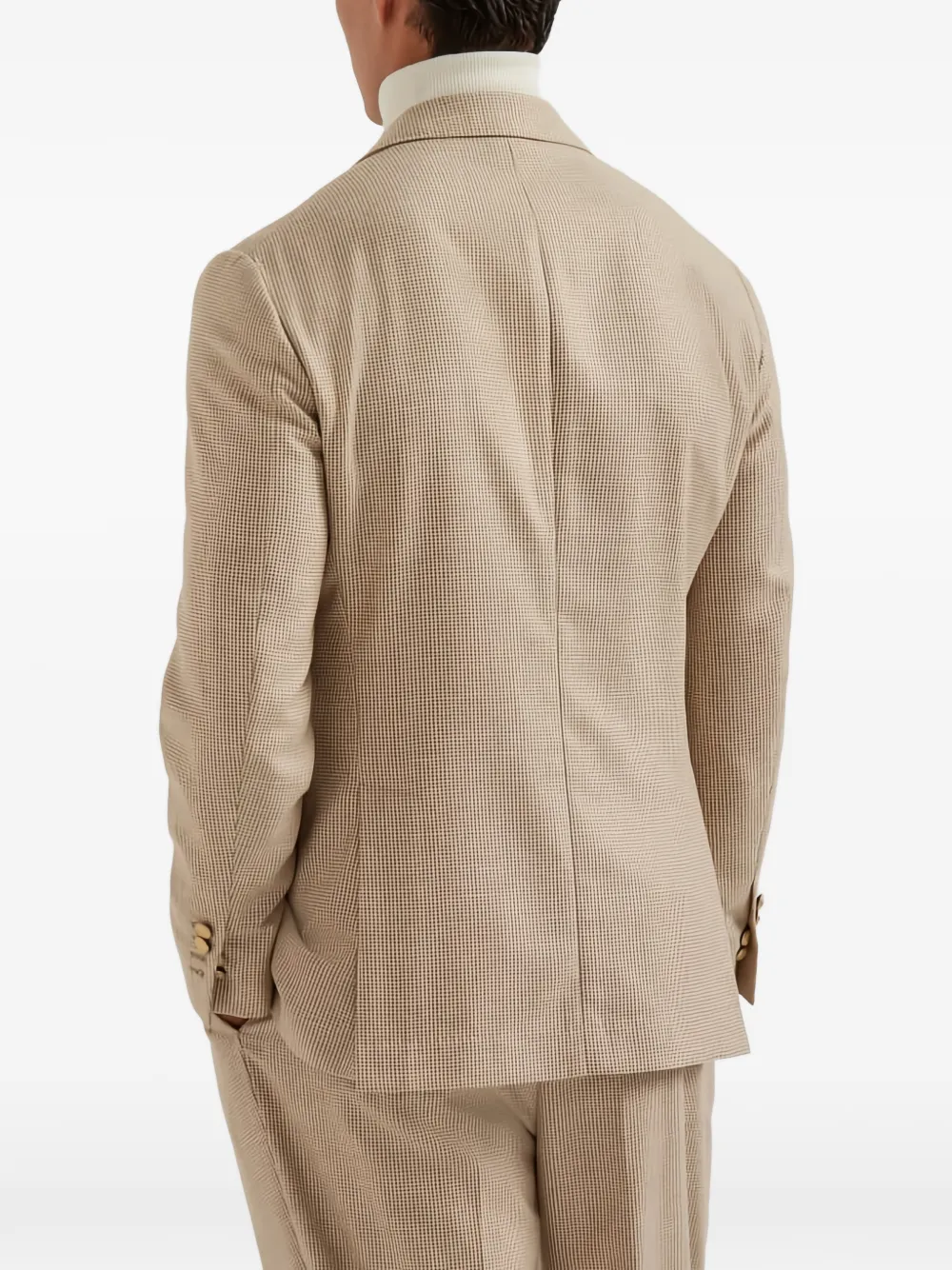 Brunello Cucinelli double-breasted textured-pattern blazer Beige