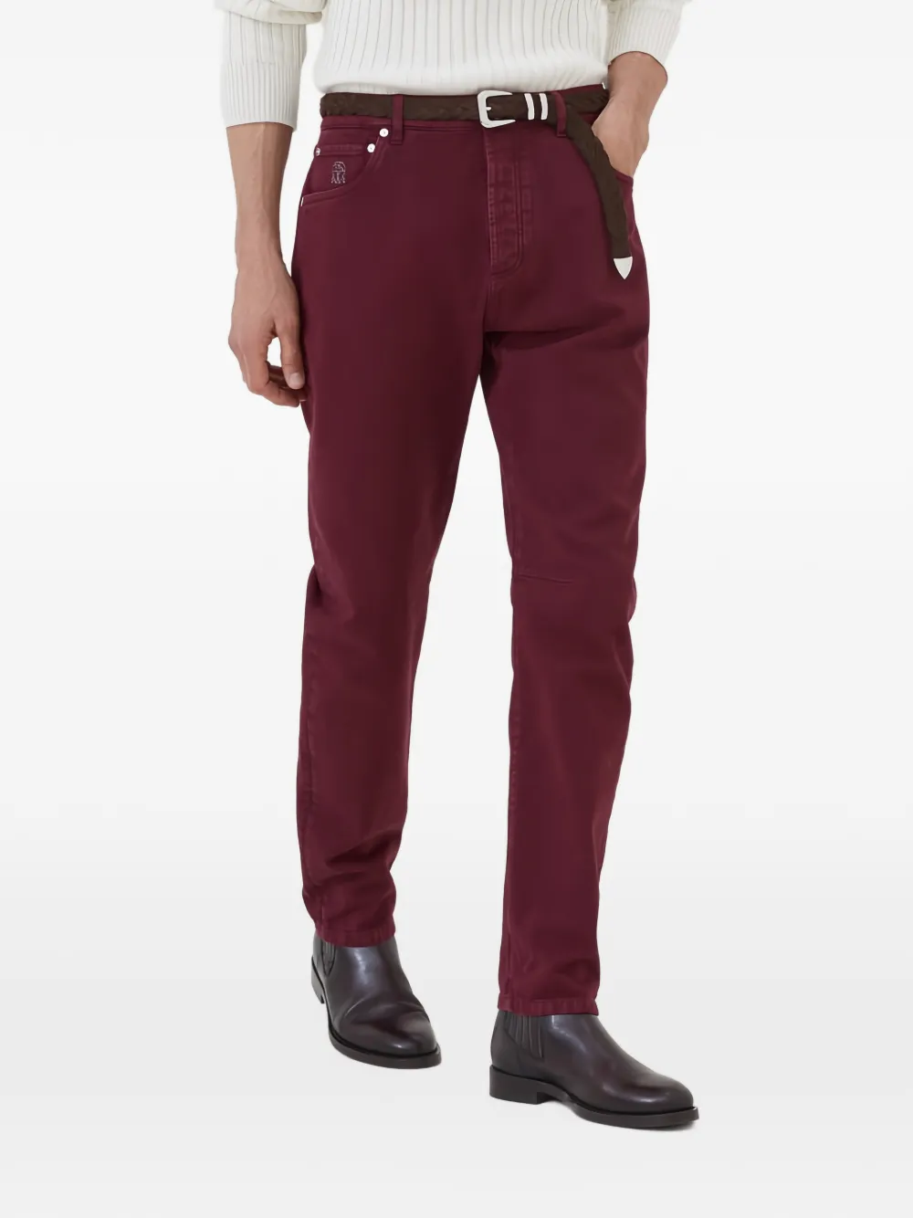 Brunello Cucinelli five-pocket straight-leg trousers Rood