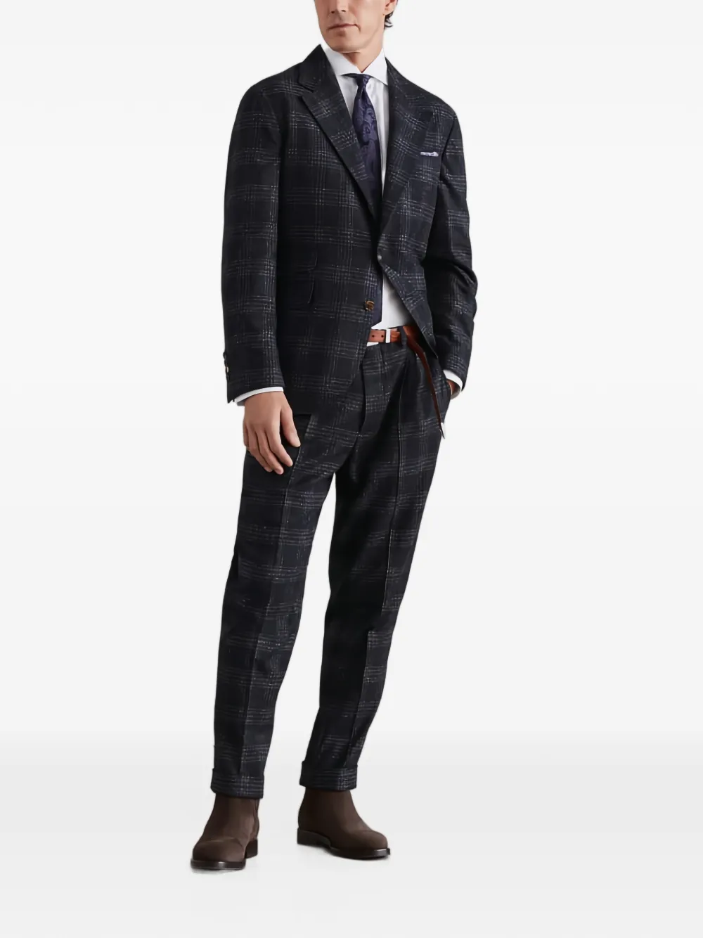 Brunello Cucinelli checked wool-blend suit - Grigio