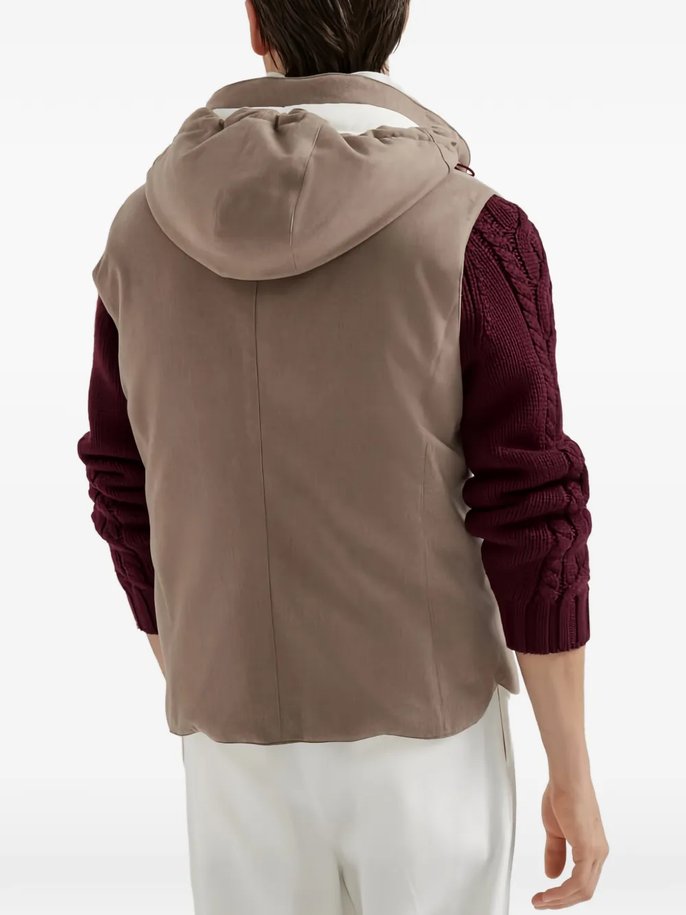 Brunello Cucinelli hooded wool waistcoat Beige