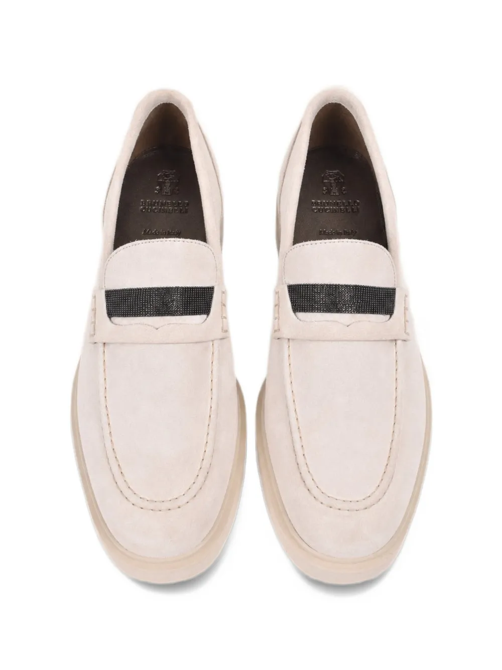 Brunello Cucinelli Monili-embellished suede loafers - Toni neutri