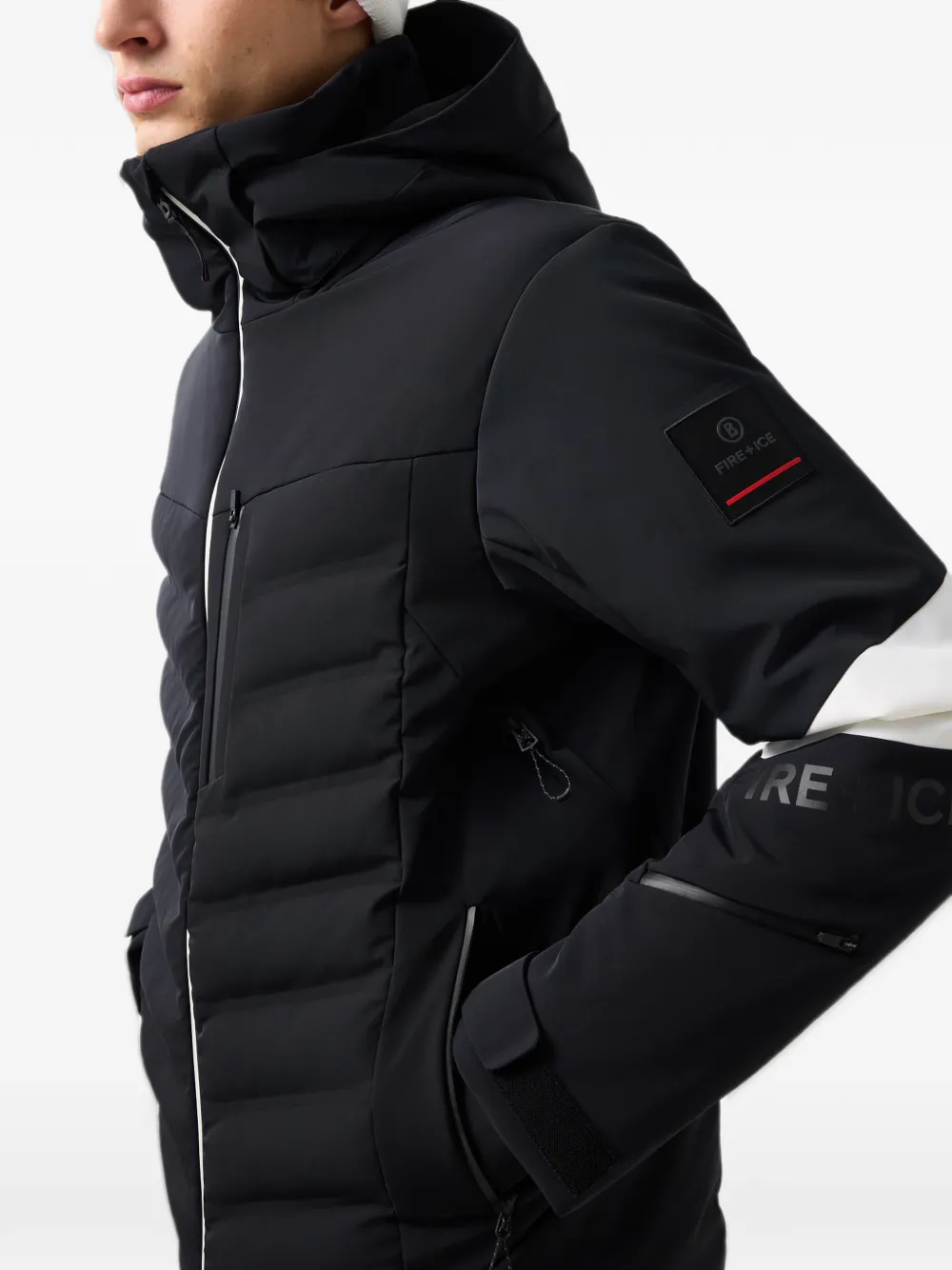 BOGNER FIRE+ICE Radek quilted hooded ski jacket Zwart