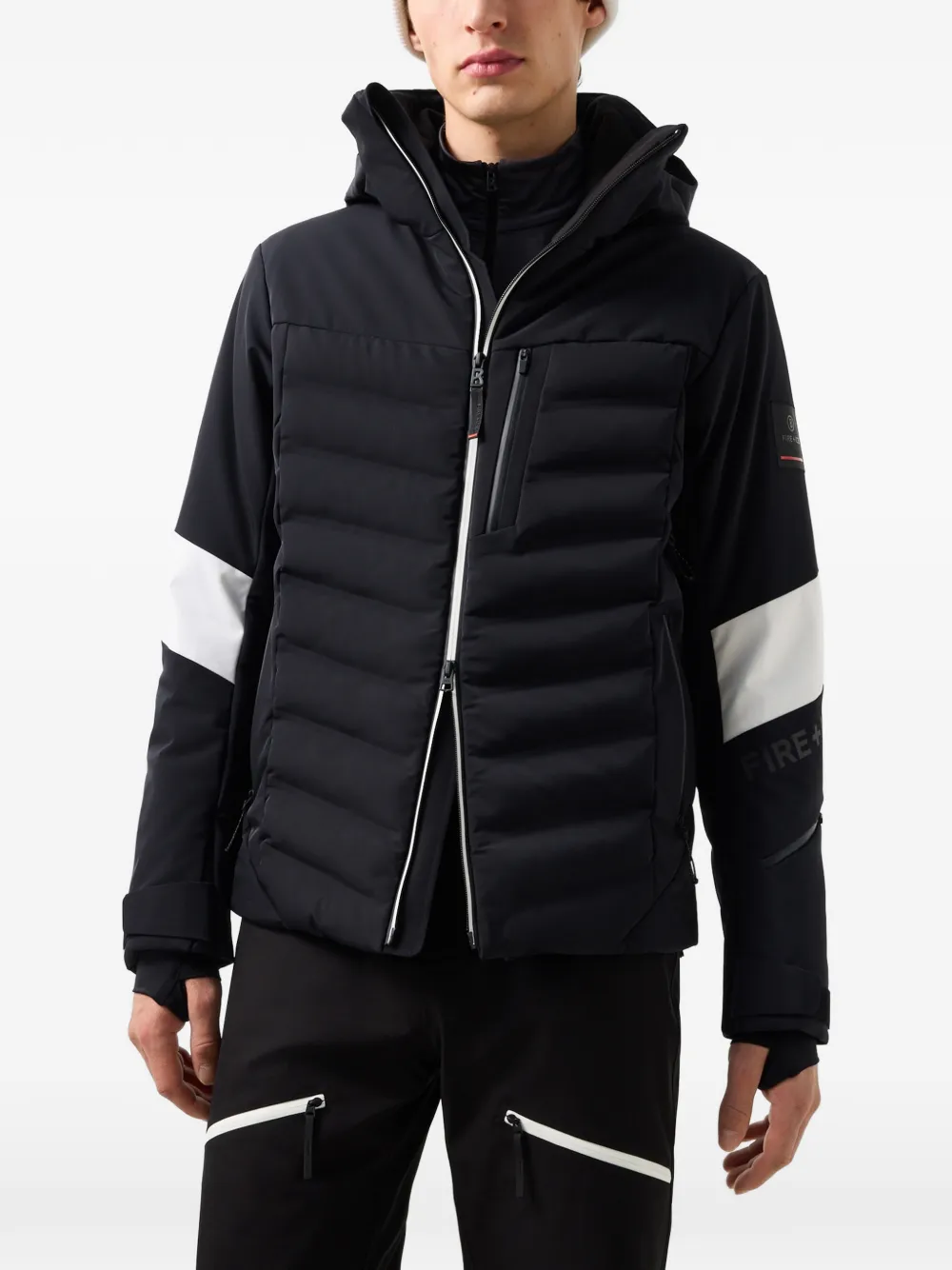 BOGNER FIRE+ICE Radek quilted hooded ski jacket Zwart
