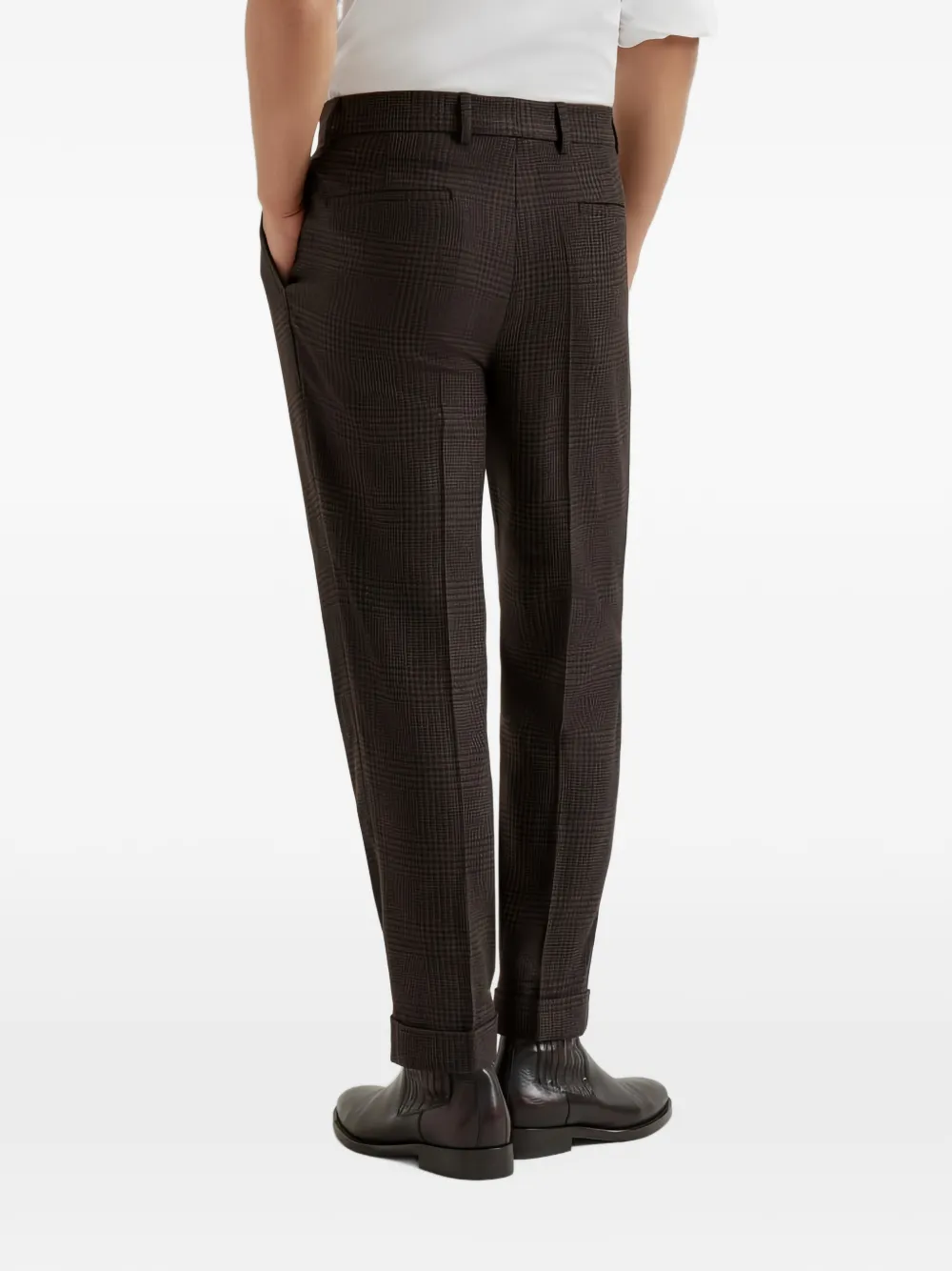 Brunello Cucinelli check-pattern pleated tailored trousers Bruin