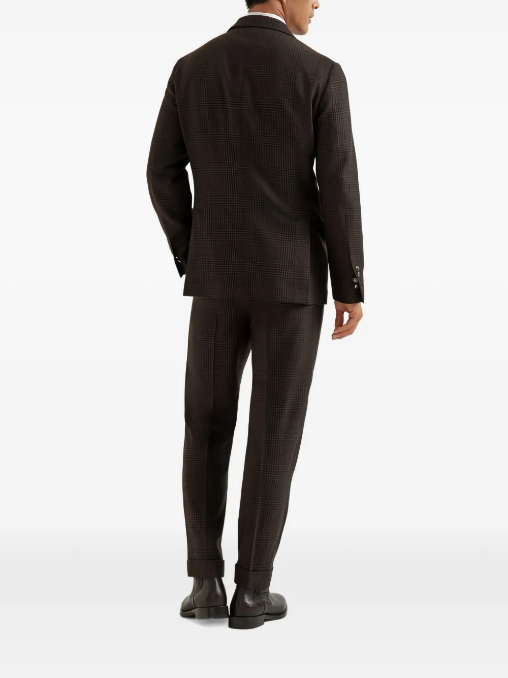 Brunello Cucinelli check-pattern single-breasted suit Bruin