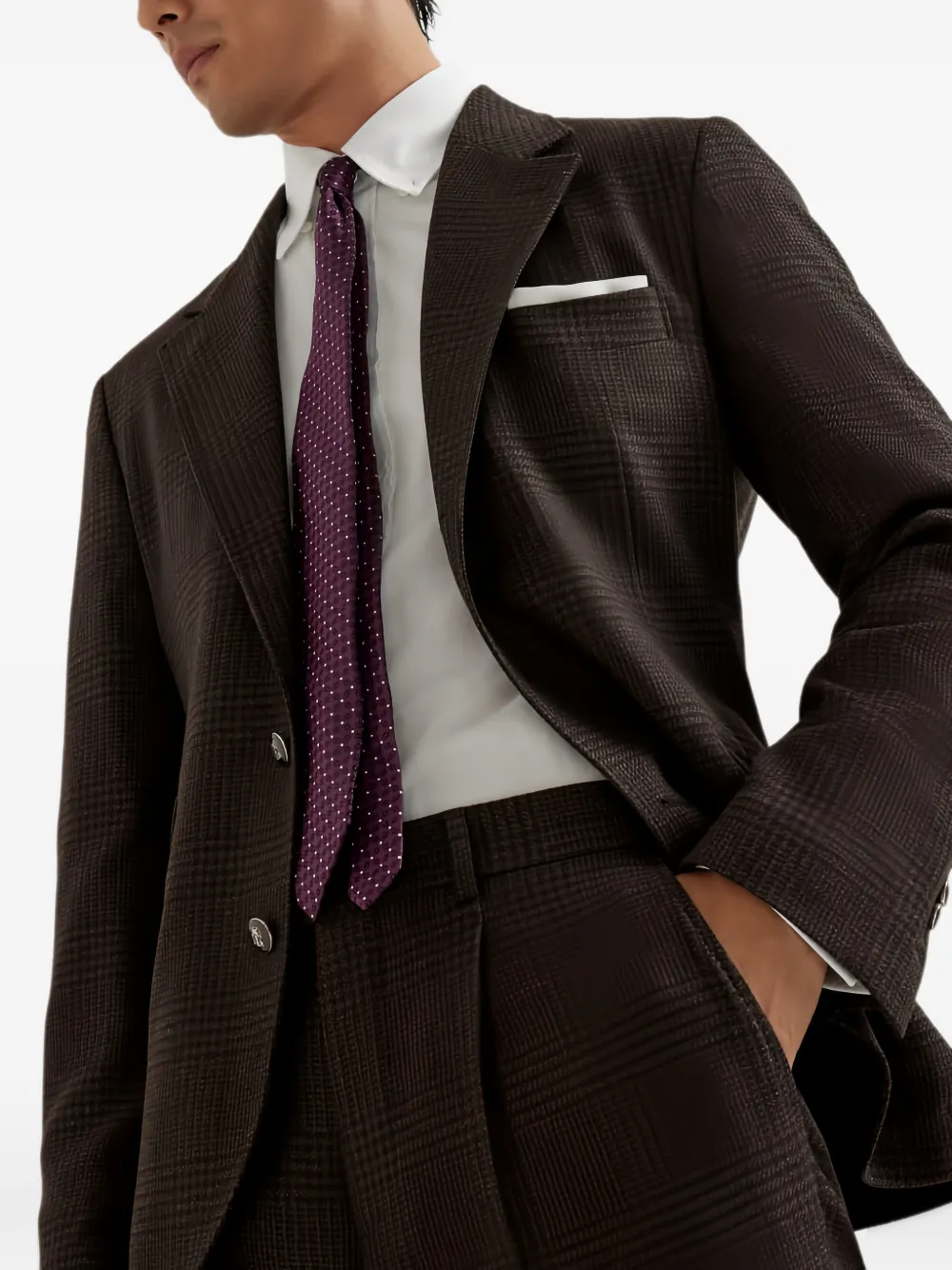 Brunello Cucinelli check-pattern single-breasted suit Bruin