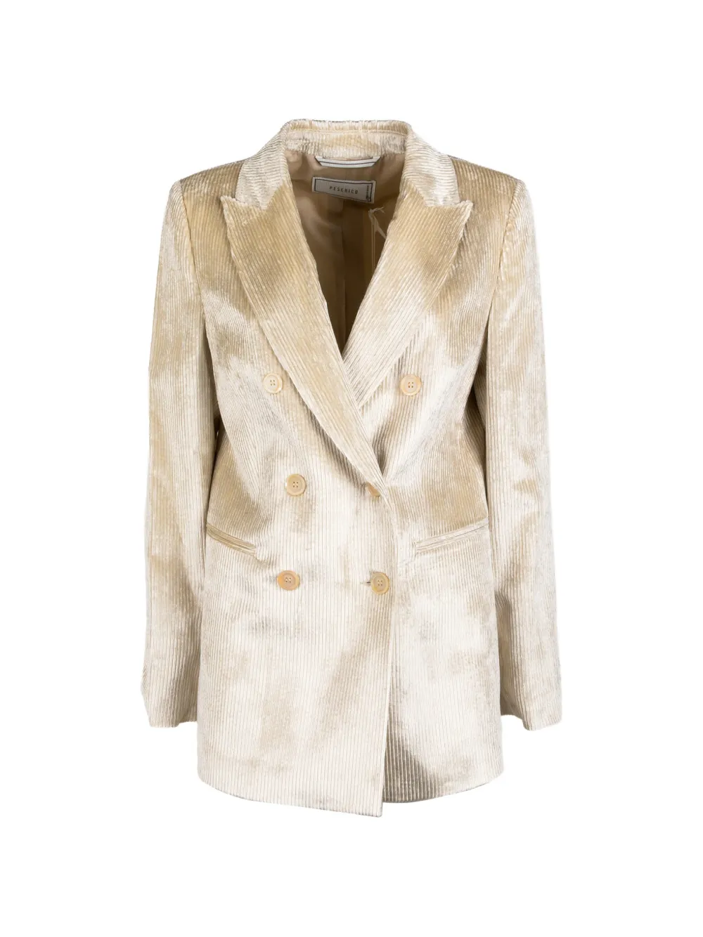 Peserico ribbed-velvet double-breasted blazer Beige