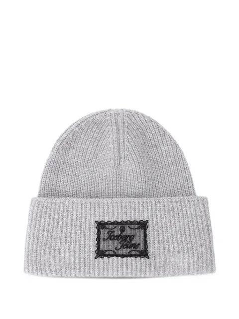 Iceberg ribbed-knit logo-patch beanie hat