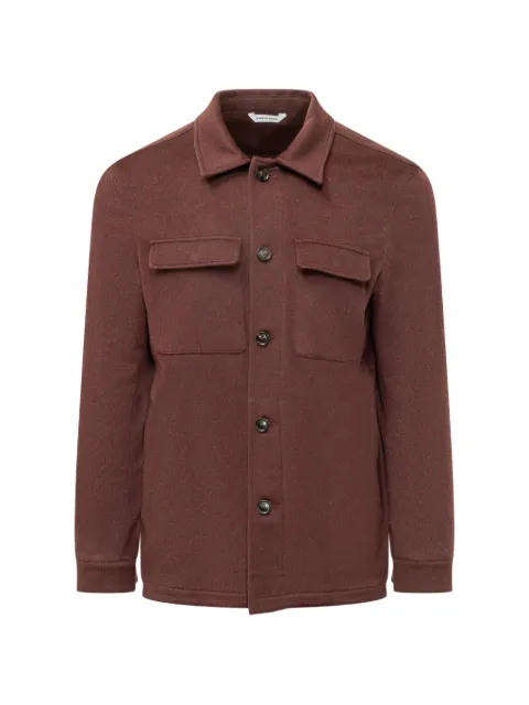D.Exterior flap-pocket cashmere shirt jacket