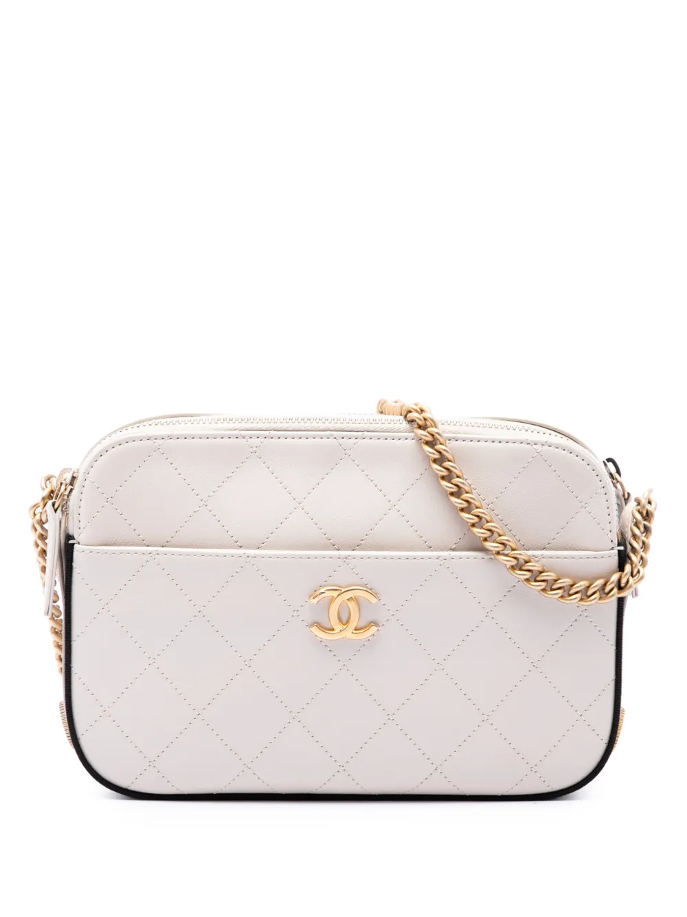 CHANEL Pre-Owned 2018-2019 Calfskin Grosgrain Stitched Button Up Camera Case crossbody bag - Marrone