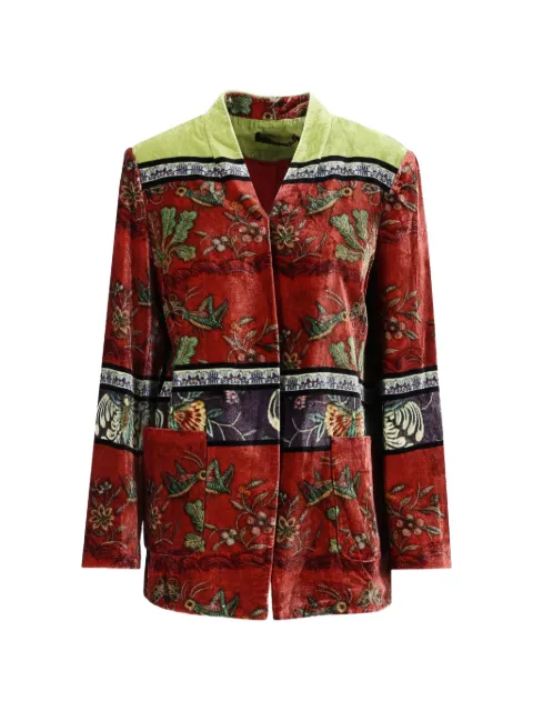 Hui Hui floral-print velvet blazer