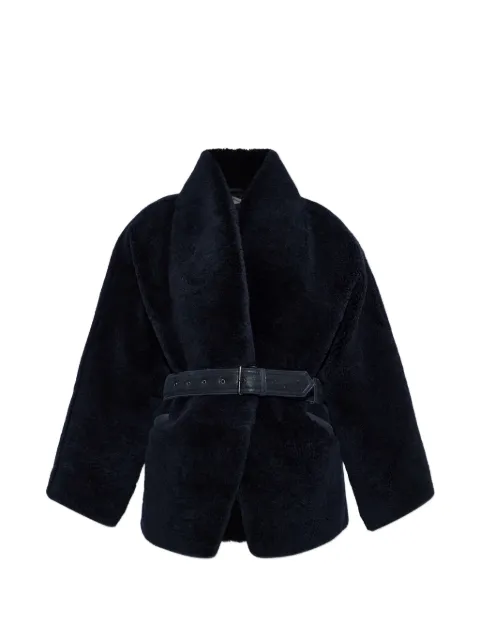 Balmain belted fur coat
