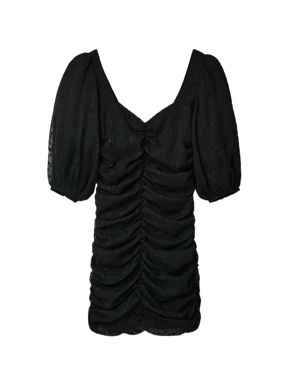 Desigual ruched puff-sleeve mini dress - Nero