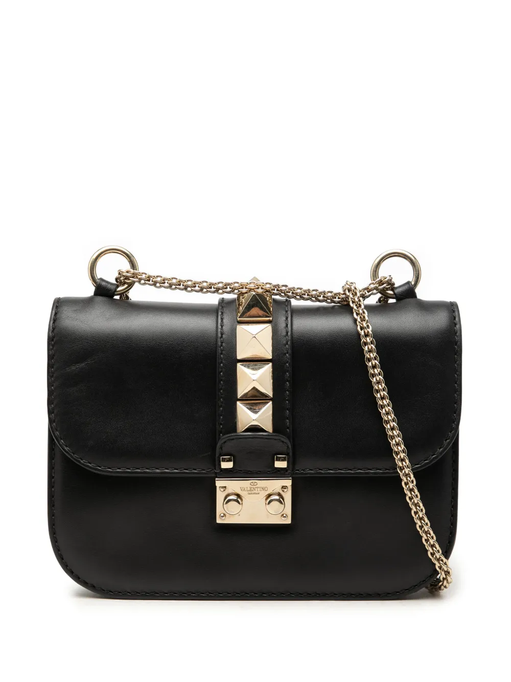 Valentino Garavani Pre-Owned 2000-2017 Small Leather Rockstud Glam Lock crossbody bag - Nero