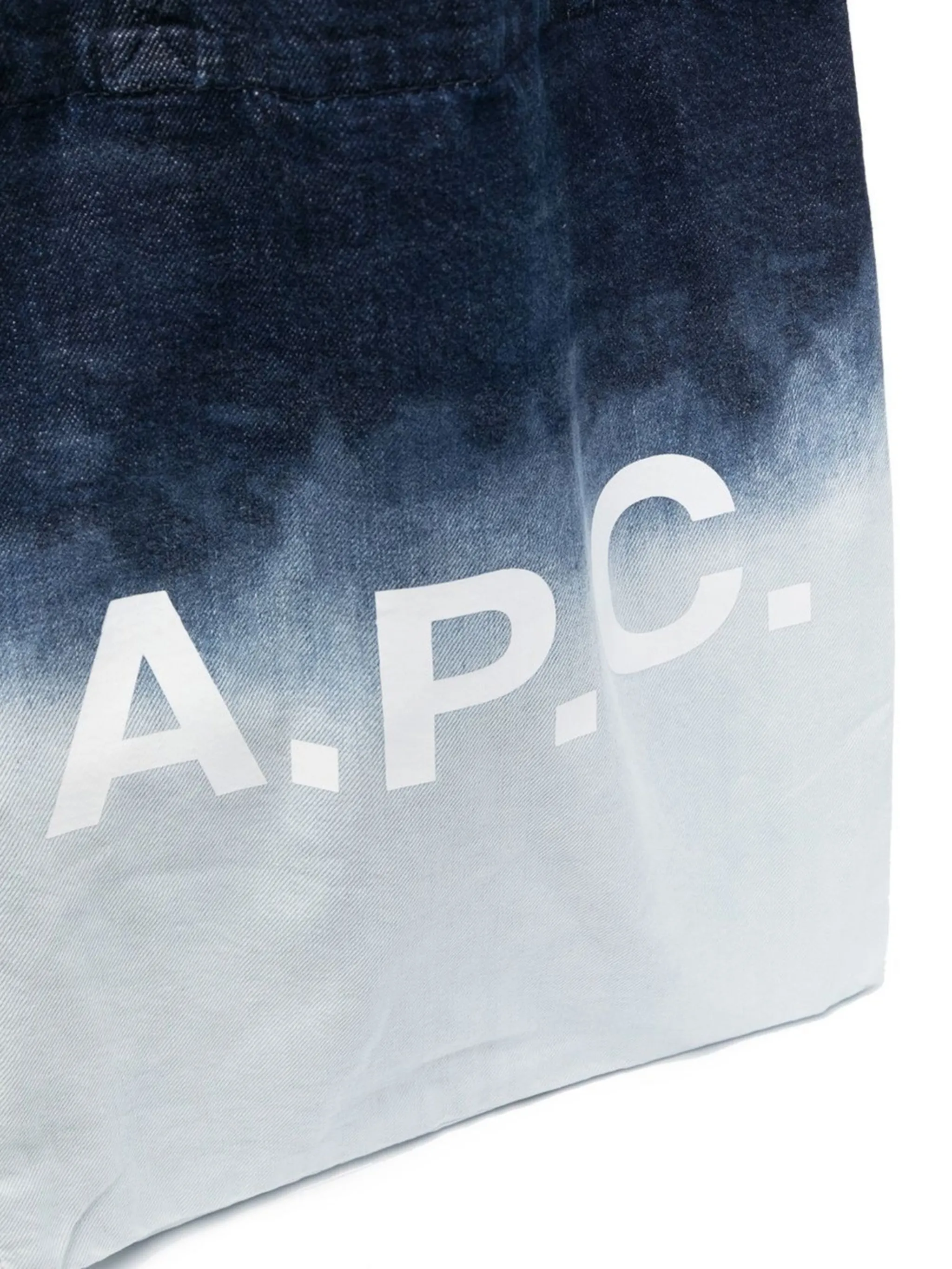 A.P.C. logo-print bleached denim tote bag | Eraldo.com FK