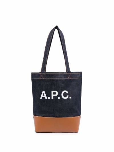 A.P.C. logo-print Denim Tote - Farfetch