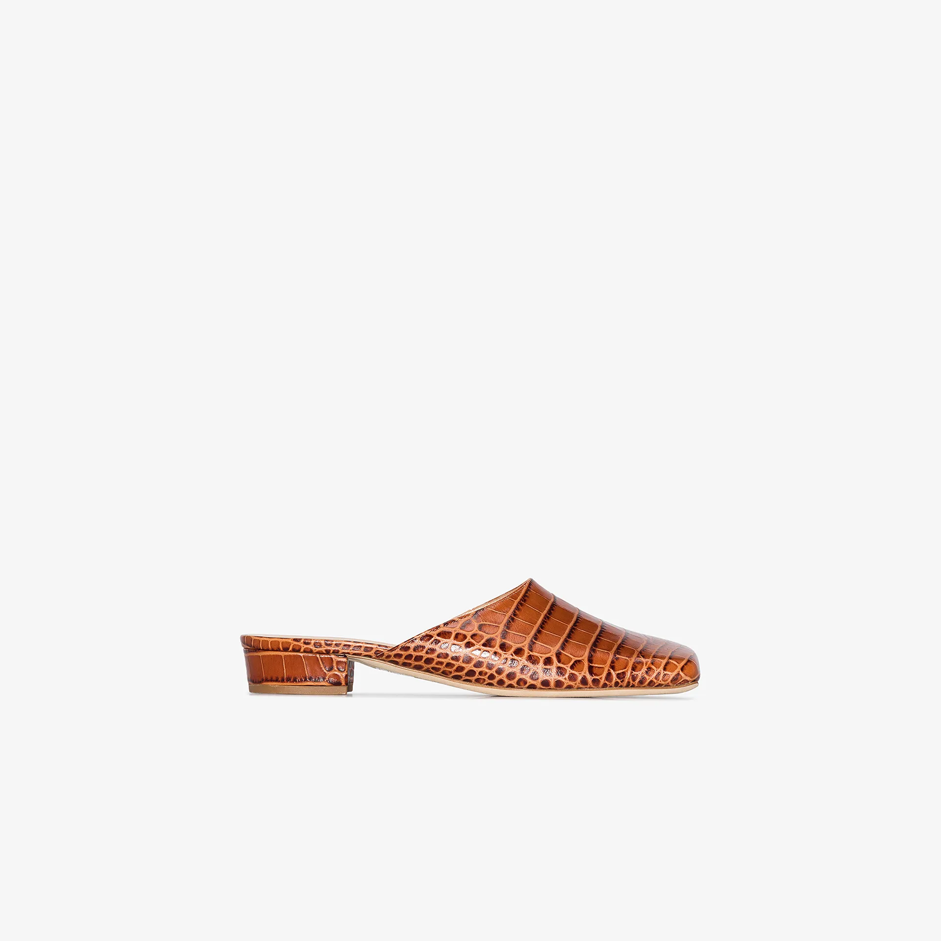 brown croc mules