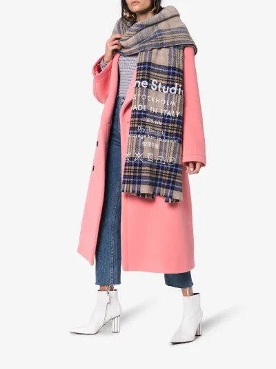 acne studios checked logo scarf