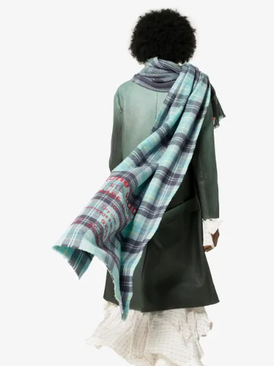acne studios checked logo scarf