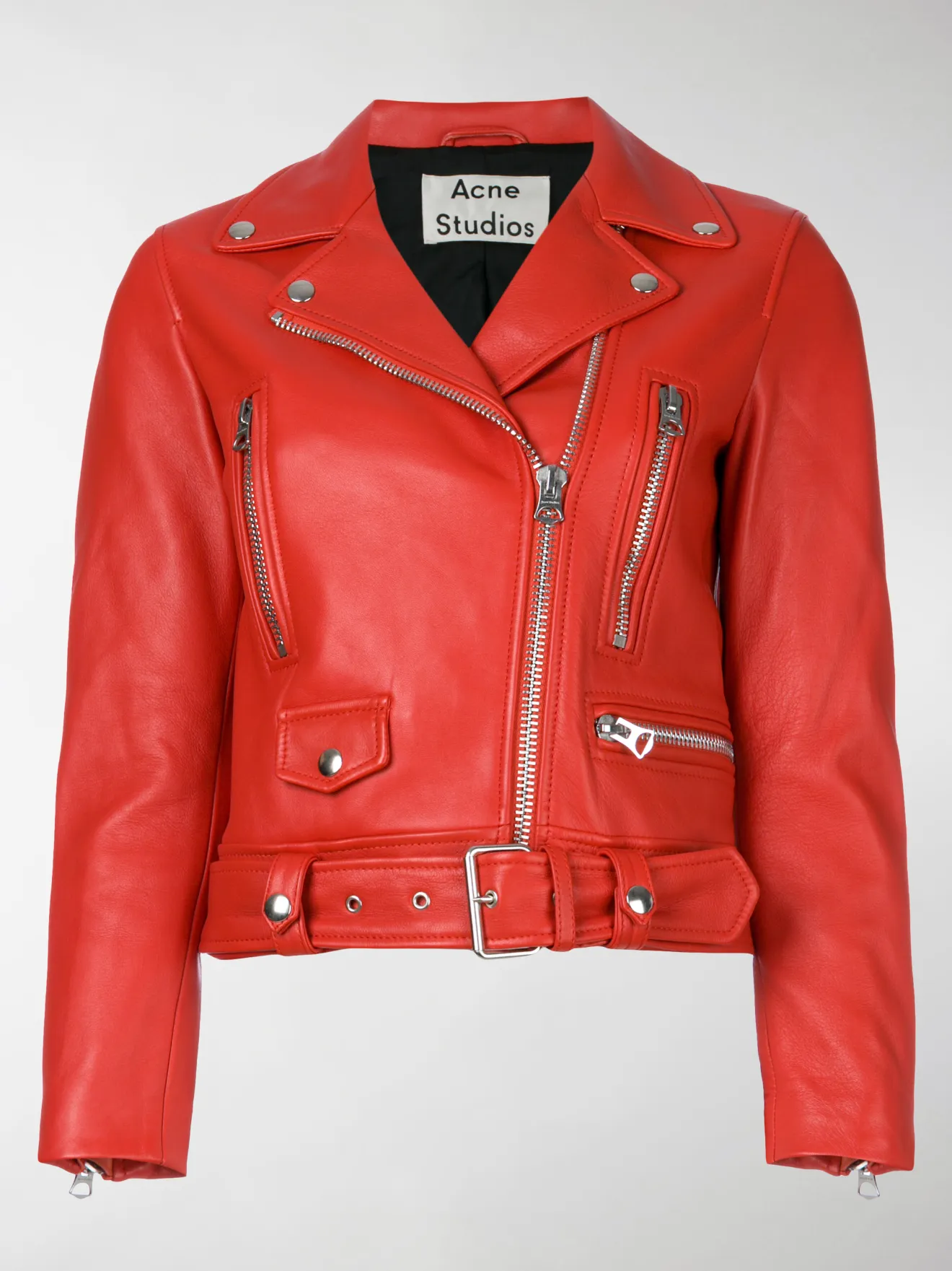acne red leather jacket