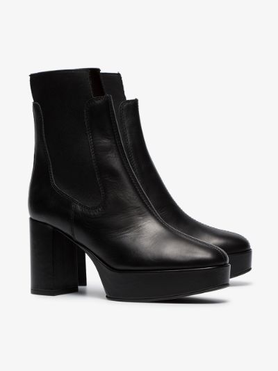 Pull-on 95 platform leather ankle boots展示图