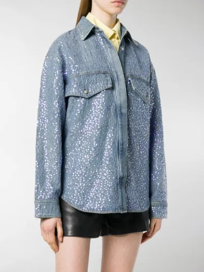 sequin denim shirt