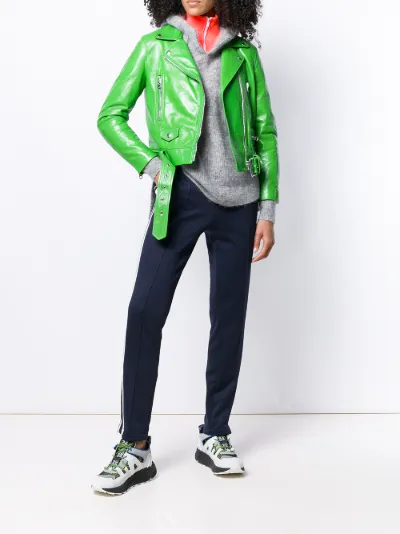 Acne green leather jacket best sale