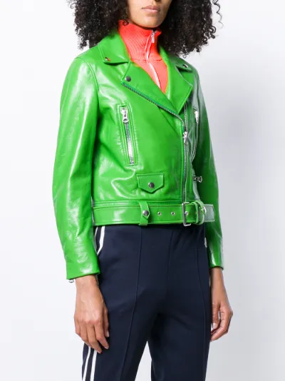 Acne green shop leather jacket