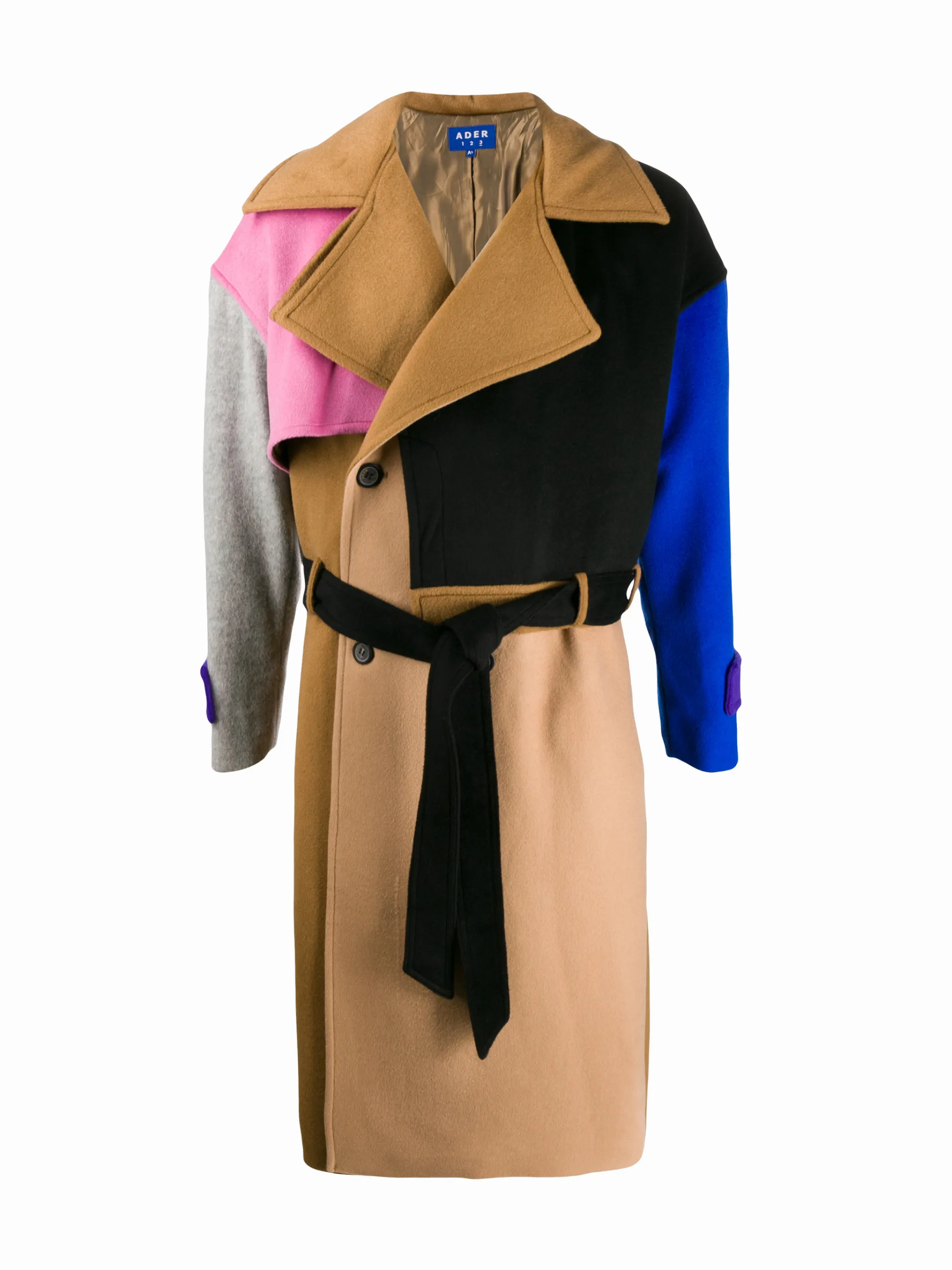 Ader Error colour-block double-breasted coat | Eraldo.com FR
