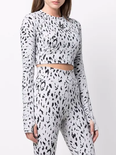 adidas leopard hooded cropped tops