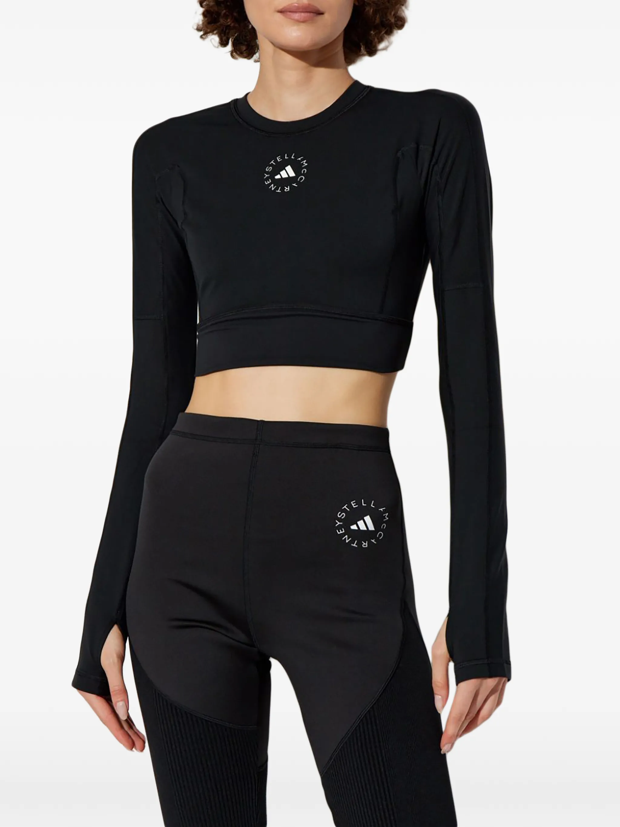 Adidas logo crop top deals